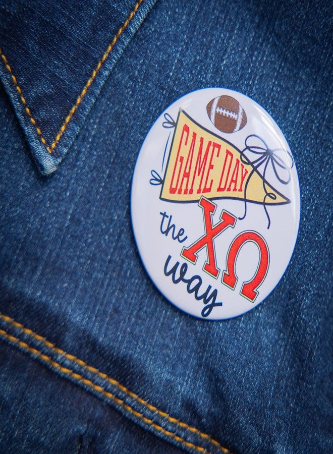 SCRAPHEART Chi Omega Sorority 2-Pin Button Set, Licensed Chi O Game Day Pin and Heart-Shaped Gingham Button Set, ChiO Big Little Gift, Bid Day Favors, Greek Life Cute Sorority Accessories, Chi Omega Gifts - Image 5